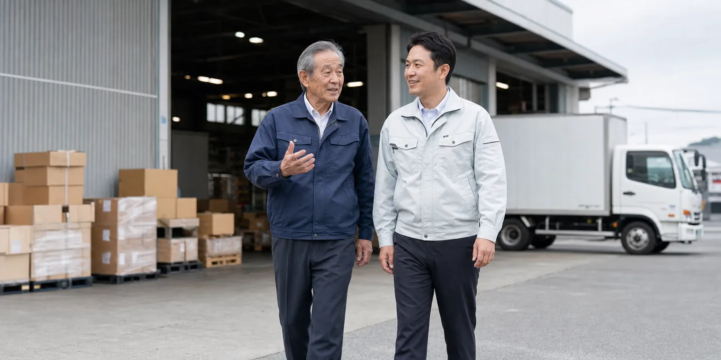 茨城の物流会社で事業承継を話し合う経営者